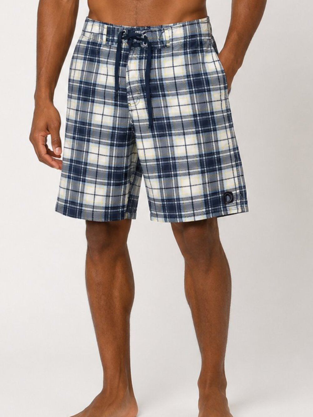 Bluenotes Men’s Plaid Board Shorts Size 30 Blue White Yellow Swim Beach Shorts